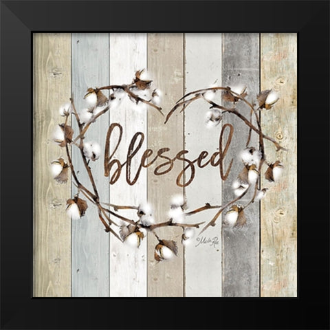 Blessed Cotton Wreath Black Modern Wood Framed Art Print by Rae, Marla