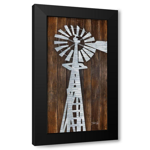 Metal Windmill Black Modern Wood Framed Art Print by Rae, Marla