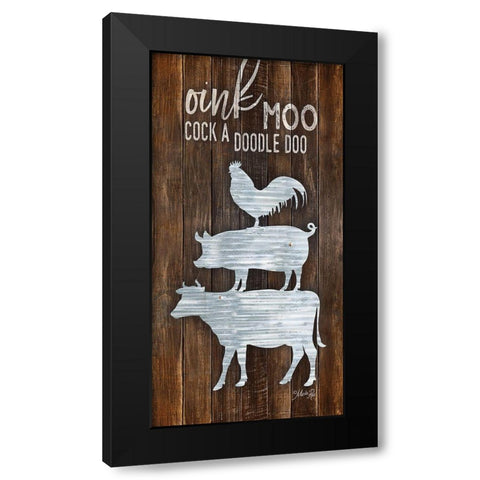 Metal Farm Animal Stack Black Modern Wood Framed Art Print by Rae, Marla