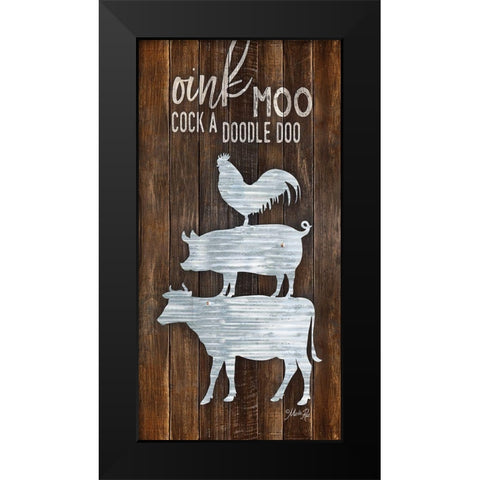 Metal Farm Animal Stack Black Modern Wood Framed Art Print by Rae, Marla