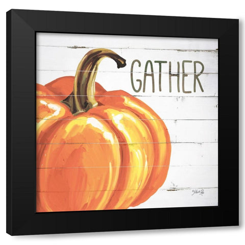 Gather Pumpkin Black Modern Wood Framed Art Print with Double Matting by Rae, Marla