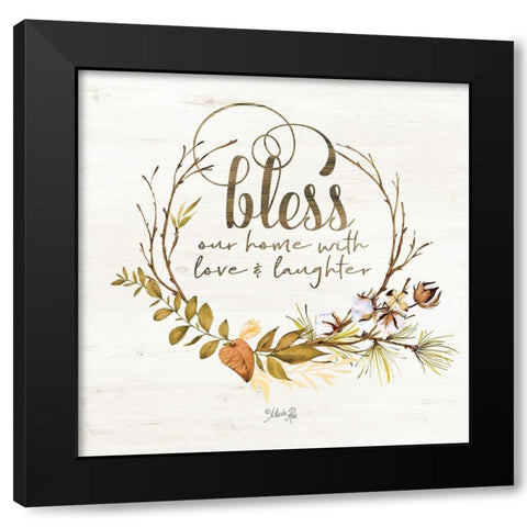 Bless Our Home Fall Foliage Black Modern Wood Framed Art Print with Double Matting by Rae, Marla