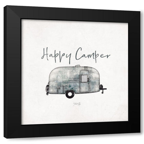 Happy Camper Black Modern Wood Framed Art Print with Double Matting by Rae, Marla