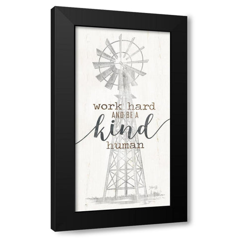 Be Kind Windmill Black Modern Wood Framed Art Print by Rae, Marla