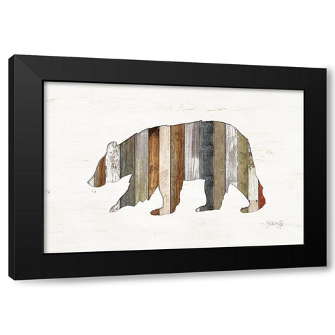 Wood Slat Bear Black Modern Wood Framed Art Print with Double Matting by Rae, Marla