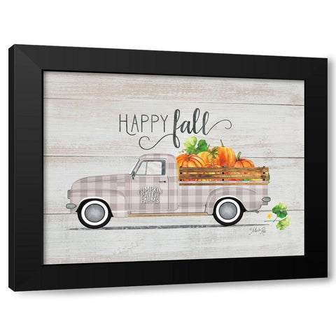 Happy Fall Vintage Truck Black Modern Wood Framed Art Print by Rae, Marla