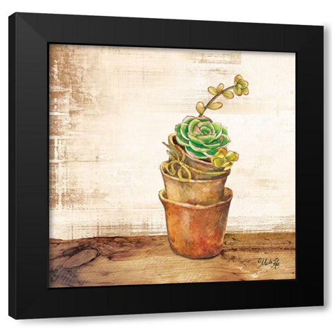 Succulents in a Pot Black Modern Wood Framed Art Print by Rae, Marla