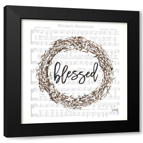 Blessed Assurance Bless Wreath Black Modern Wood Framed Art Print with Double Matting by Rae, Marla