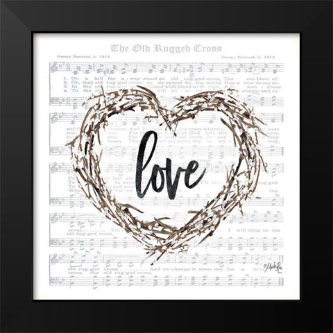 Old Rugged Heart Love Wreath Black Modern Wood Framed Art Print by Rae, Marla