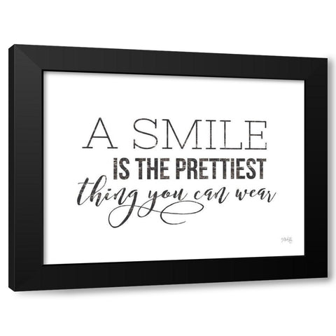 A Smile is the Prettiest Thing You Can Wear Black Modern Wood Framed Art Print with Double Matting by Rae, Maria