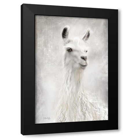 Lulu the Llama Up Close Black Modern Wood Framed Art Print by Rae, Marla