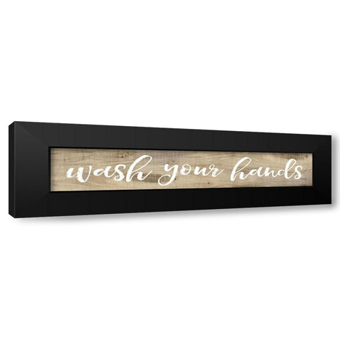 Wash Your Hands Black Modern Wood Framed Art Print with Double Matting by Rae, Marla