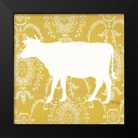 Cow Silhouette Black Modern Wood Framed Art Print by Rae, Marla