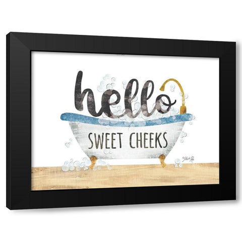 Hello Sweet Cheeks Black Modern Wood Framed Art Print by Rae, Marla