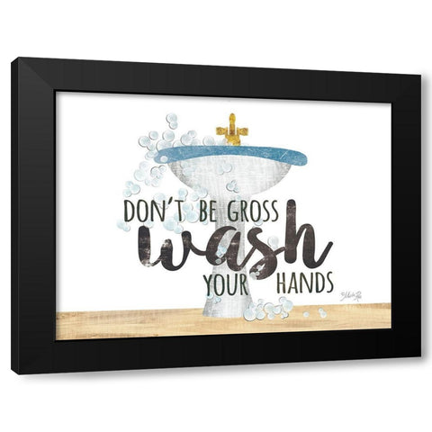 Wash Your Hands Sink Black Modern Wood Framed Art Print with Double Matting by Rae, Marla