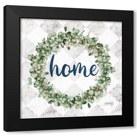 Home Eucalyptus Wreath Black Modern Wood Framed Art Print with Double Matting by Rae, Marla
