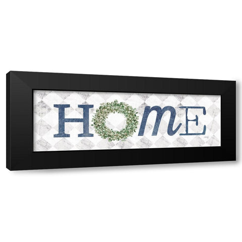 Home with Eucalyptus Wreath I Black Modern Wood Framed Art Print by Rae, Marla