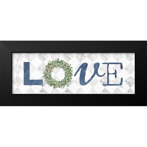 Love with Eucalyptus Wreath I Black Modern Wood Framed Art Print by Rae, Marla
