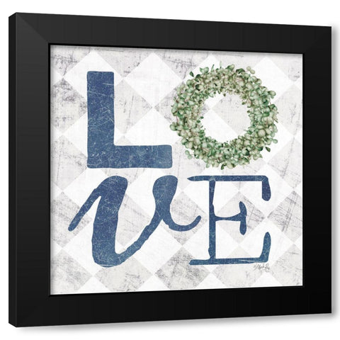 Love with Eucalyptus Wreath III Black Modern Wood Framed Art Print by Rae, Marla