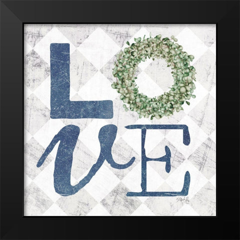 Love with Eucalyptus Wreath III Black Modern Wood Framed Art Print by Rae, Marla