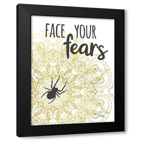 Face Your Fears Spider Black Modern Wood Framed Art Print with Double Matting by Rae, Marla