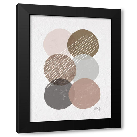 Circle Stack Abstract Black Modern Wood Framed Art Print by Rae, Marla