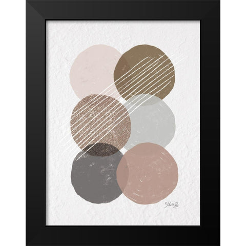 Circle Stack Abstract Black Modern Wood Framed Art Print by Rae, Marla