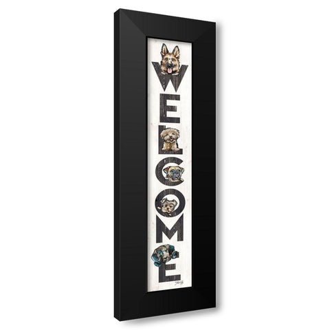 Welcome Dogs Black Modern Wood Framed Art Print with Double Matting by Rae, Marla