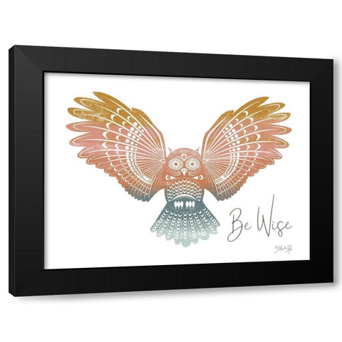 Be Wise Owl Black Modern Wood Framed Art Print by Rae, Marla