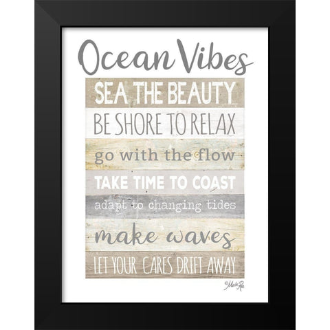 Ocean Vibes Black Modern Wood Framed Art Print by Rae, Marla