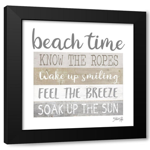 Beach Time Black Modern Wood Framed Art Print with Double Matting by Rae, Marla