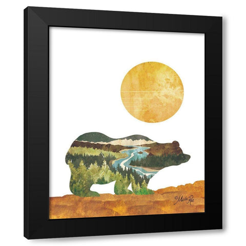 Forest Bear Black Modern Wood Framed Art Print with Double Matting by Rae, Marla