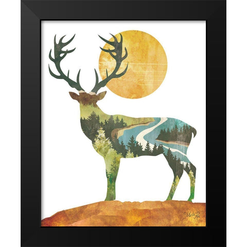 Forest Deer Black Modern Wood Framed Art Print by Rae, Marla