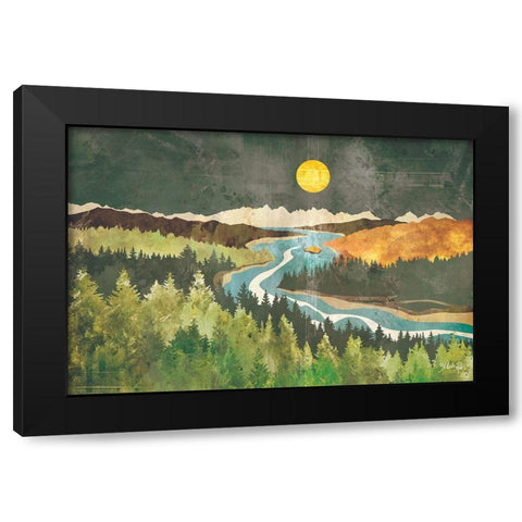 Mountain Moonlight Black Modern Wood Framed Art Print with Double Matting by Rae, Marla