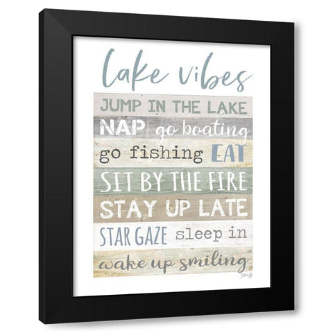 Lake Vibes Black Modern Wood Framed Art Print by Rae, Marla