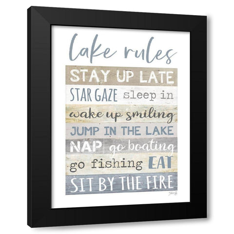 Lake Rules Black Modern Wood Framed Art Print with Double Matting by Rae, Marla