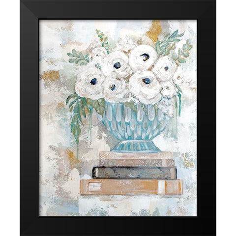 Flowers in the Library Black Modern Wood Framed Art Print by Kissell, Mackenzie