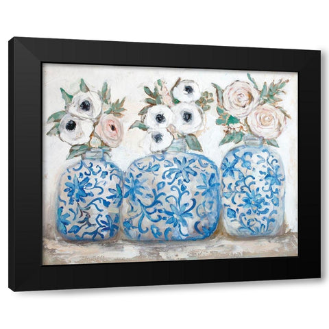 Floral Trio Black Modern Wood Framed Art Print by Kissell, Mackenzie
