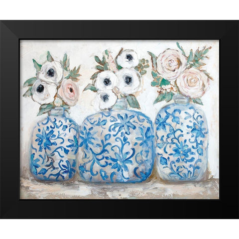 Floral Trio Black Modern Wood Framed Art Print by Kissell, Mackenzie