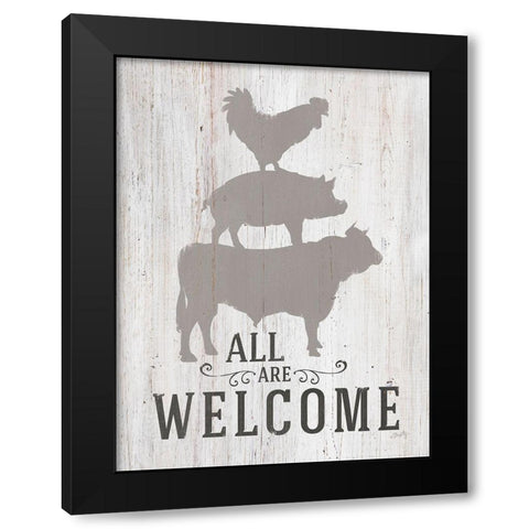 All Are Welcome Black Modern Wood Framed Art Print by Michelle, Misty