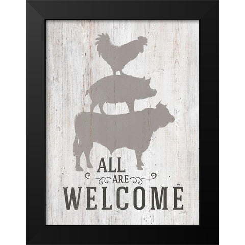 All Are Welcome Black Modern Wood Framed Art Print by Michelle, Misty