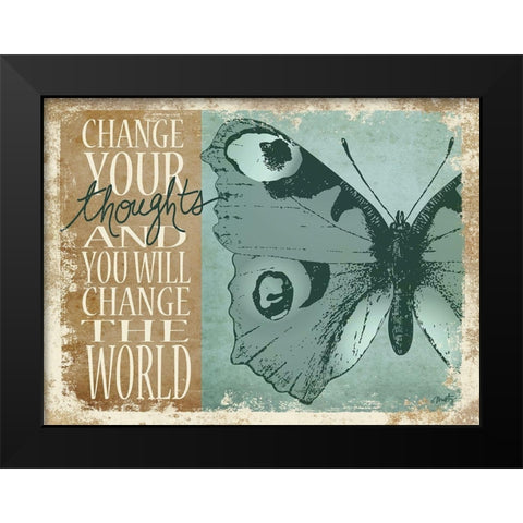 Change Your Thoughts Black Modern Wood Framed Art Print by Michelle, Misty