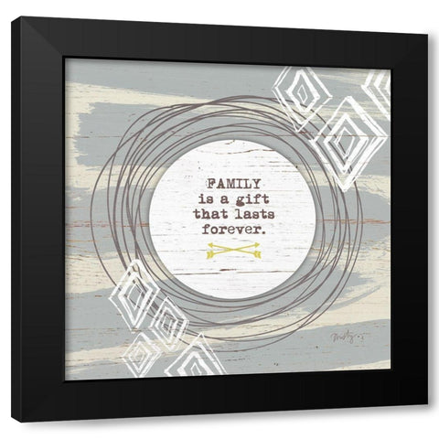 Family is a Gift Black Modern Wood Framed Art Print by Michelle, Misty