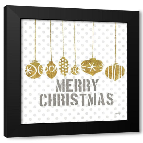 Merry Christmas Black Modern Wood Framed Art Print by Michelle, Misty