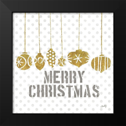 Merry Christmas Black Modern Wood Framed Art Print by Michelle, Misty