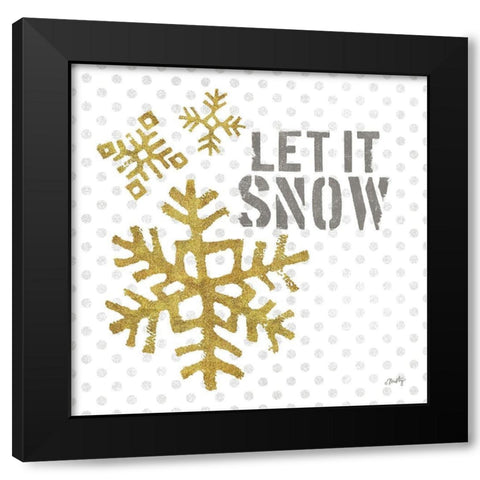 Let It Snow Black Modern Wood Framed Art Print by Michelle, Misty