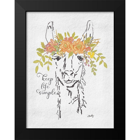 Keep Life Simple Llama Black Modern Wood Framed Art Print by Michelle, Misty
