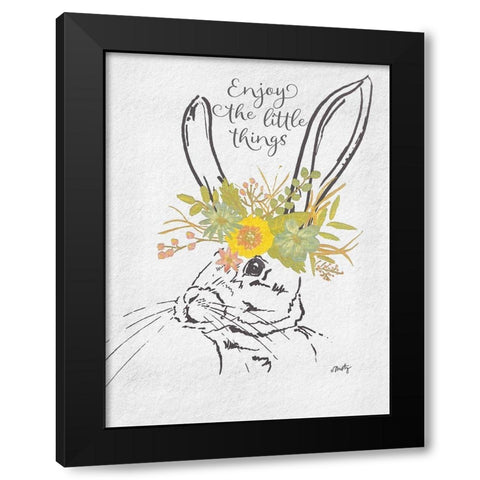 Enjoy the Little Things Bunny Black Modern Wood Framed Art Print with Double Matting by Michelle, Misty