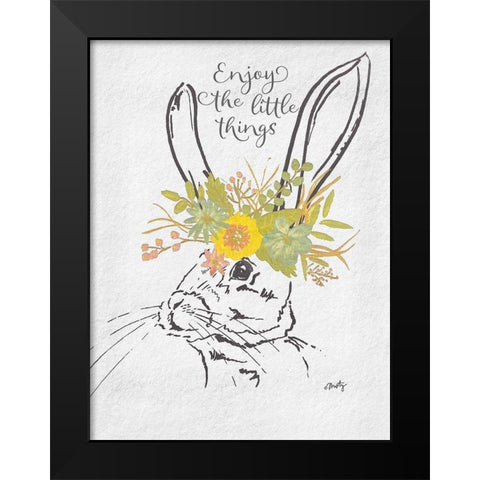 Enjoy the Little Things Bunny Black Modern Wood Framed Art Print by Michelle, Misty