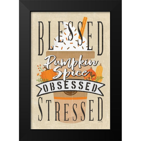 Pumpkin Spice Obsessed II Black Modern Wood Framed Art Print by Michelle, Misty